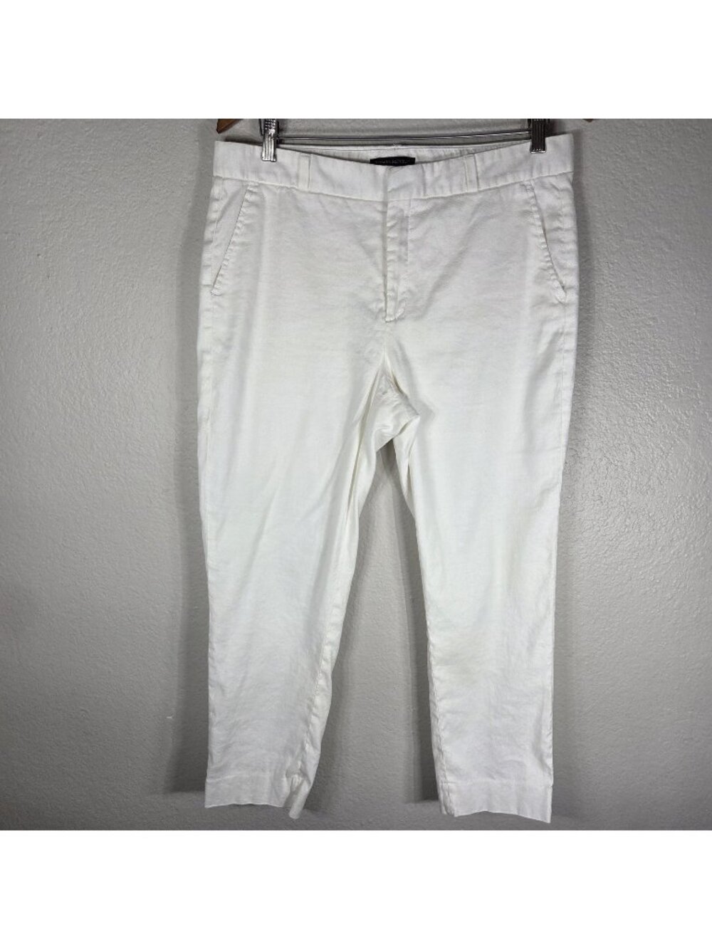 Banana Republic Avery White Chino Pants Linen Blend 12 Straight Leg Belt Loops